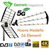 ANFEL ANTENNA TV DIGITALE TERRESTRE UHF ALTO GUADAGNO 56 ELEMENTI LTE-4G 5G 4K SUPER56