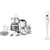 Bosch Elettrodomestici Robot da Cucina Multifunzione Compatto 1250 W, Ciotola 3,9 L con Accessori Per Tagliare + Bosch Elettrodomestici MSM14000 CleverMixx Frullatore ad Immersione, 400 W, 50 Decibel