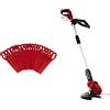 Einhell Ge-Ct 18 Li Solo Tagliabordi, 18 V, Rosso, Senza Batteria E Caricabatteria, Set Di 4 Pezzi & Originale Coltelli Di Ricambio Per Tagliabordi A Batteria (20 Pezzi)