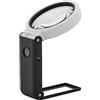 WEDO Lente d'ingrandimento a LED UV con base pieghevole con batterie e cavo USB, ampio campo visivo da 9 cm e ingrandimento 2,5 x + lente aggiuntiva da 2,5 cm di diametro, 10 volte, colore nero