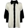 HUMILITY 1949 maglia donna polo bianco/nero HE-GI-SANAE 50% lana MADE IN ITALY
