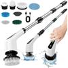 HIYAA Spin Scrubber - Spazzola per la pulizia della doccia, senza fili, con 8 testine intercambiabili, manico regolabile per bagno, cucina, pavimento auto