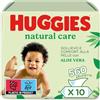 Huggies Natural Care, Salviette neonato, Dermatologicamente testate, con Aloe Vera, 70% fibre assorbenti naturali, 560 Salviette