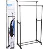 Appendiabiti Stander Doppio in Acciaio Estensibile con Ruote Misure 80x42x160