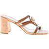 MICHAEL KORS scarpe donna Sandalo slide Hampton pelle cuoio placca oro Tacco 8