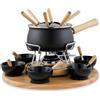 Eva SET FONDUTA 25 PEZZI BOURGUIGNONNE EVA SMALTATO NERO CON FORCHETTE E CIOTOLE