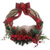 Dietroporta, Coroncina legno con bacche rosse e pino sintetico diametro 30 cm