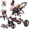VEVOR Passeggino Carrozzina con Seggiolino Auto Pieghevole Cabriolet Regolabile
