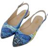DOGO Femme Cuir Vegan Bleu Chaussures Plates - Chaussures de Marche Confortables et Décontractées Faites à la Main, Vincent Van Gogh The Starry Night Motif