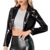 Donna Vernice Pelle Cappotto Giacca Cardigan Corto Top Punk Lucido Retrò Casual