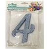 Subitodisponibile Numero 4 CELESTE GLITTERATO in polistirolo Decorazione CAKE TOPPER 0ZUX