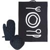 Laroom 13943 - Set Panno Cucina Cotone e muffole Forno Piatto e Posate, Colore: Nero