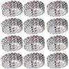 12pcs / Pack Sparkle Triple Row Strass Luxury Wedding Elastic Stretch Ring