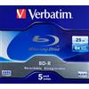 Verbatim Blu-Ray Vergini MABL BD-R SL 25GB velocità 6x Pack Jewel Case x5