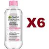 Garnier 6 GARNIER SKINACTIVE ACQUA MICELLARE ALLE ROSE TUTTO IN 1 400ML STRUCCA DETERGE