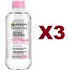Garnier 3 GARNIER SKINACTIVE ACQUA MICELLARE ALLE ROSE TUTTO IN 1 400ML STRUCCA DETERGE