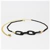 Cintura nera donna gioiello sottile elegante con brillantini strass e catena oro