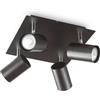 Ideal Lux SPOT PL4 NERO Mod. 156781 Lampada Da Soffitto 4 Luci