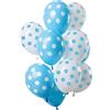 Folat 68841 Palloncini Dots Blu-Bianco 30cm - 12 pezzi Palloncini per Aria e Elio kit per decorazioni per feste