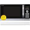 Sharp R843INW microonde 3 in 1 con aria calda, grill e convezione / 25 L/1000 W grill / 2500 convezione / 10 programmi automatici / programma pizza / piatto rotante in metallo (30 cm) / argento
