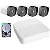 Tenda Kit Videosorveglianza Esterno 4MP, 4CH 4K NVR (fino a 10TB) con 1TB HDD e 4X Telecamera PoE, Rilevamento Intelligente di Persona, Visione Notturna di 50M, Accesso Remoto, K4P-4TR-1T