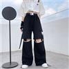 Uomo Donna Cargo Pantaloni con Cintura Staccabile Gamba Coulisse Harajuku Moda