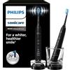Philips Sonicare DiamondClean 9000 spazzolino elettrico sonico con app, sensore di pressione, 4 modalità di pulizia, bicchiere di ricarica, colore nero, confezione doppia, modello HX9914/54