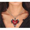 Fiestas Guirca Collana con medaglione a forma di cuore con croce e pietra effetto rubino 5 cm