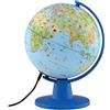 Tecnodidattica - Luce Safari| Mappamondo di piccole dimensioni per bambini| Globo geografico da montare luminoso e girevole | Cavo USB | Cartografia illustrata | Diametro 16 cm | Testi in italiano