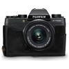 MegaGear MG1494 Fujifilm X-T100 Ever Ready Custodia metà copertura in Vera pelle per Fotocamera con Tracolla, Nero