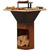 Barbecook barbecue a legna braciere da tavolo Nestor Original bbq grill con griglia rialzata e tavolini laterali in acciaio corten, 92x92x101cm