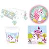 Big Party KIT COORDINATO UNICORNO E CASTELLO FESTA PIATTI BICCHIERI TOVAGLIOLI TOVAGLIA