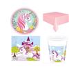 Big Party KIT COORDINATO UNICORNO E CASTELLO FESTA PIATTI BICCHIERI TOVAGLIOLI TOVAGLIA