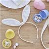 Ginger Ray - Gingham Print Fabric Bunny Ears Headband Easter Egg Hunt Wearable Accessory 14 cm, Children's, Multi
