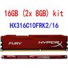 Kingston HyperX FURY 16GB 2x 8GB HX316C10FRK2/16 DDR3 1600MHz 240Pin Memoria IT