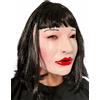 Rubber Johnnies TM Doll Mask Donna Bianca Con Parrucca Nera In Lattice Latex Fetish Costume