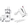 Bosch Elettrodomestici Bosch, Robot da Cucina, MultiTalent 3, MCM3100W, 800 Watt, 20 Funzioni, Lama Multifunzione, SmartStorage, Bianco & MFQ3030 Sbattitore, Bianco