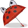 Relaxdays Ombrello per bambini con coccinella 3D, parapioggia con bastone, bimba & bimbo, a Campana, Unisex, Rosso