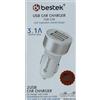 Bestek 3.1 A CARICABATTERIA VELOCE PER AUTO DOPPIA USB PRESA ACCENDISIGARI