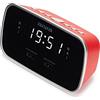 AIWA - CRU-19RD Radiosveglia con Porte ricarica USB, Tuner PLL FM 10 stazioni, Doppio Allarme, Compatibile con Vari Formati Musicali, Aux IN, Alimentazione con Sdapter, Display, Colore Rosso