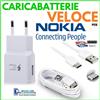 CARICABATTERIE VELOCE FAST CHARGER per NOKIA 8.1 / X7 PRESA USB CAVO TIPO TYPE C