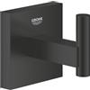GROHE Start Cube QuickFix Porta accappatoio Porta asciugamani da doccia a parete per bagno (metallo, fissaggio nascosto, viti e tasselli inclusi), QuickGlue, Nero opaco, 409612430
