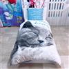 Sweet Home Gatto Blu Dolce Dormire Set 2 pezzi Letto Singolo Copripiumino 160x200cm Cotone