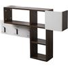 BAKAJI Appendiabiti Attaccapanni da Parete Muro con 9 Ganci Appendi Abiti e Scaffale Libreria 3 Ripiani Portaoggetti In Legno MDF Bicolore Design Moderno Dimensione 99,5 x 61 x 15 cm (Brown)