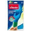 Vileda Comfort Extra, Guanti casalinghi Confortevoli, Guanti in Lattice, Design ergonomico, Molto Assorbente, Rivestimento Interno Comfort Plus, Tre Misure: S-M-L, Confezione da 1 pz