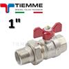 ICMA Valvola a sfera 1'' M-F con bocchettone leva rossa a farfalla