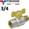TIEMME Valvola a sfera URAGANO per GAS maschio - femmina 3/4'' con leva farfalla gialla