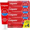 Colgate Dentifricio Sbiancante Max White Optic 4 Confezioni da 75 ml I Clinicamente Provato per Rimuovere Fino al 100% delle Macchie Superficialil I Denti più bianchi I Sbiancamento denti istantaneo