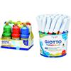 Giotto 530900 - Assortimento 6 Flaconi Da 1 Litro Tempera Pronta Schoolpaint - Lavabile & Turbo Maxi 521400 - Pennarelli , Punta Larga, 5Mm, Confezione Da 48