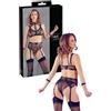 Cottelli Collection completino intimo sexy nero slip reggiseno reggicalze trasparente con manette